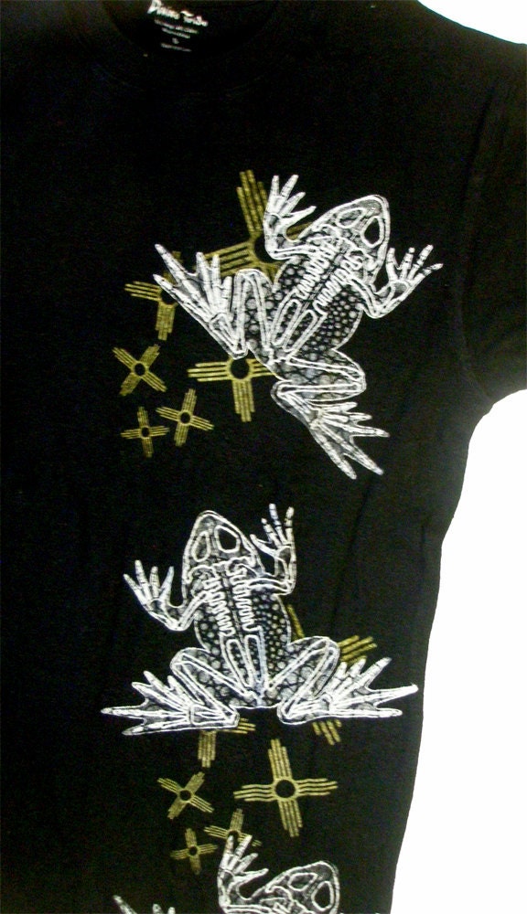 Hemp Mens T-shirt Zia Frog Gold and Silver