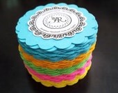 Scallop Circles - Nesting Scallop Circles Die Cuts Set of 25 in BRIGHT Colors, DIY Banner, Cupcake Toppers and More