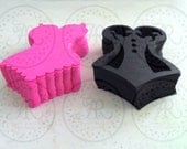 Vintage Style Layer Corset w Scallop Bottom Cardstock Die Cuts PICK COLOR Hot Pink, Turquoise, Red, Kraft etc. Set of 9 pcs. by Annie42