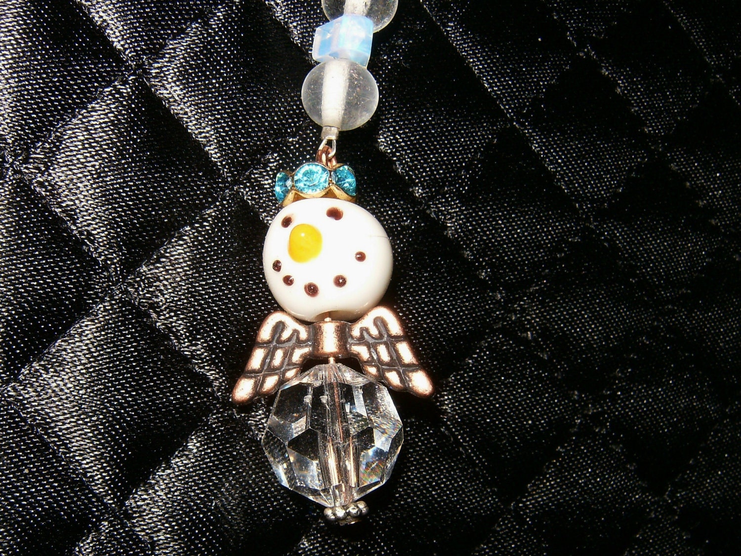 MELODY MOONGLOW An ANGEL Purse charm Zipper Pull Ornament Back pack Key ring jewel Rear view Mirror Jewel