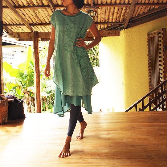 Artistic collection...Sunflower layered dress Mint Green/Blue teal and more colour M,L,XL