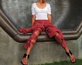 Swirl Funky harem pants...Mix silk Rose red (3 sizes M,L,XL)