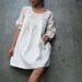 Tone poem...Linen  Ivory earthy dress with hand stitches detail All size all colour