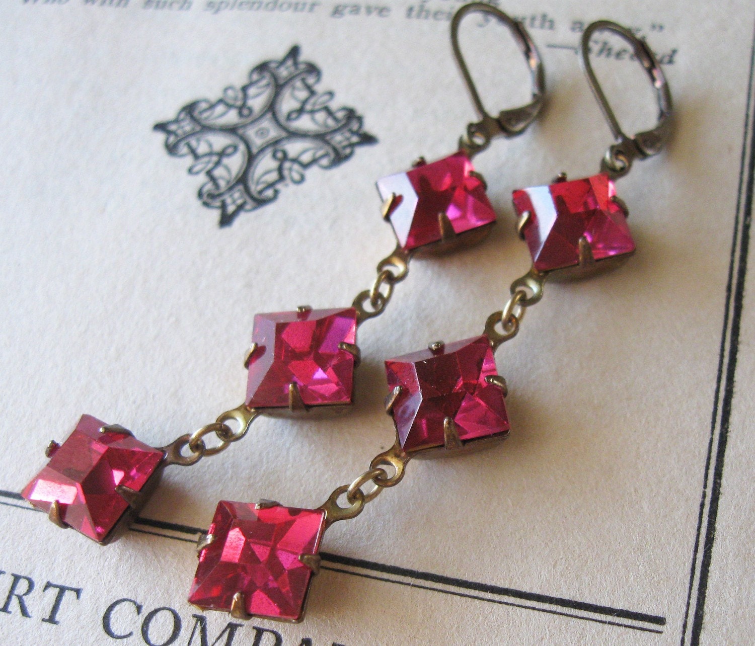 Bright Honeysuckle Rose Pink Classic Hollywood Estate Starlet Earrings - Judy Garland