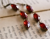 Ruby Red Jewel Earrings . Old Hollywood . Statement Earrings - Scarlett