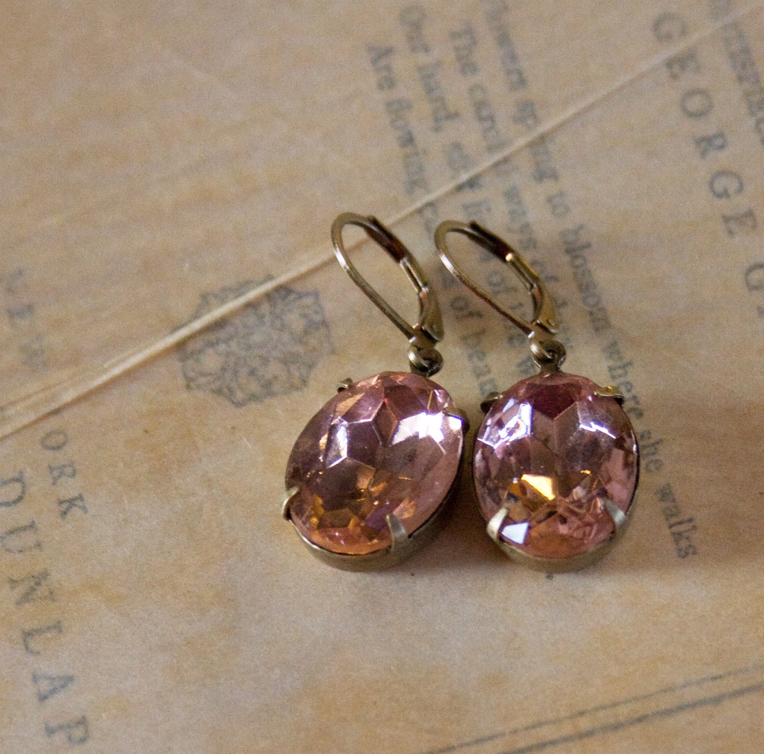 Light Pink Earrings Vintage Classic Hollywood Estate Earrings - Feminine Romantic - Betty Grable