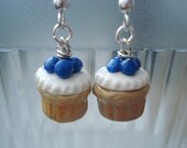 Blueberry Shortcake Earrings  Miniature Food Jewelry