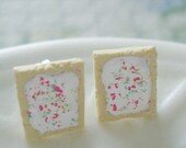 Miniature Food Strawberry Toaster Pastry Post Earrings
