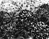 12 Black White 2-inch  fabric YOYO French Country Suffolk Puffs Rosettes Girls Headband trim