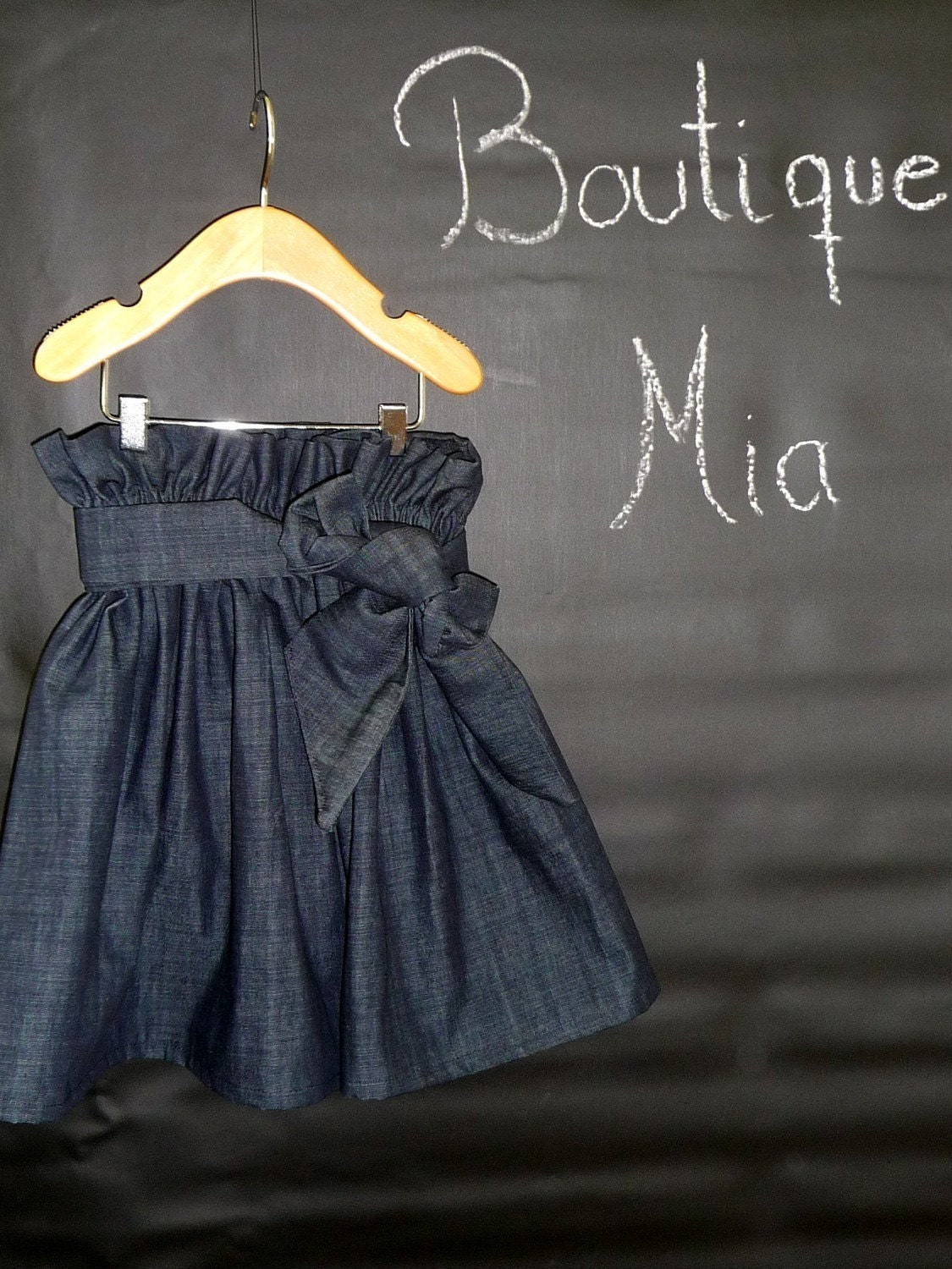 Women - Denim Paper Bag SKIRT and SASH - You Pick the Size - Junior, Adult and Plus size - Boutique Mia by CXV - BoutiqueMiaByCXV