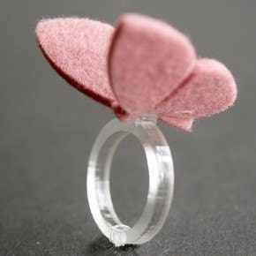 BUTTERFLY RING - 100% wool felt -  Blossom Pink - medium