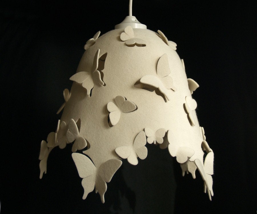LAMPSHADE Wool Felt Butterfly DELIGHT ORIGINAL -CREAM-