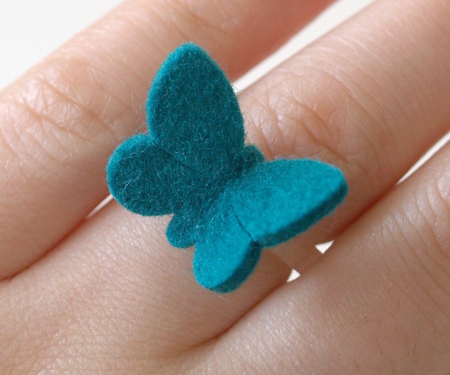 FELT BUTTERFLY RING -TEAL- Baby