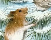 ACEO art print Hamster 12 bird, LE by Lucie Dumas