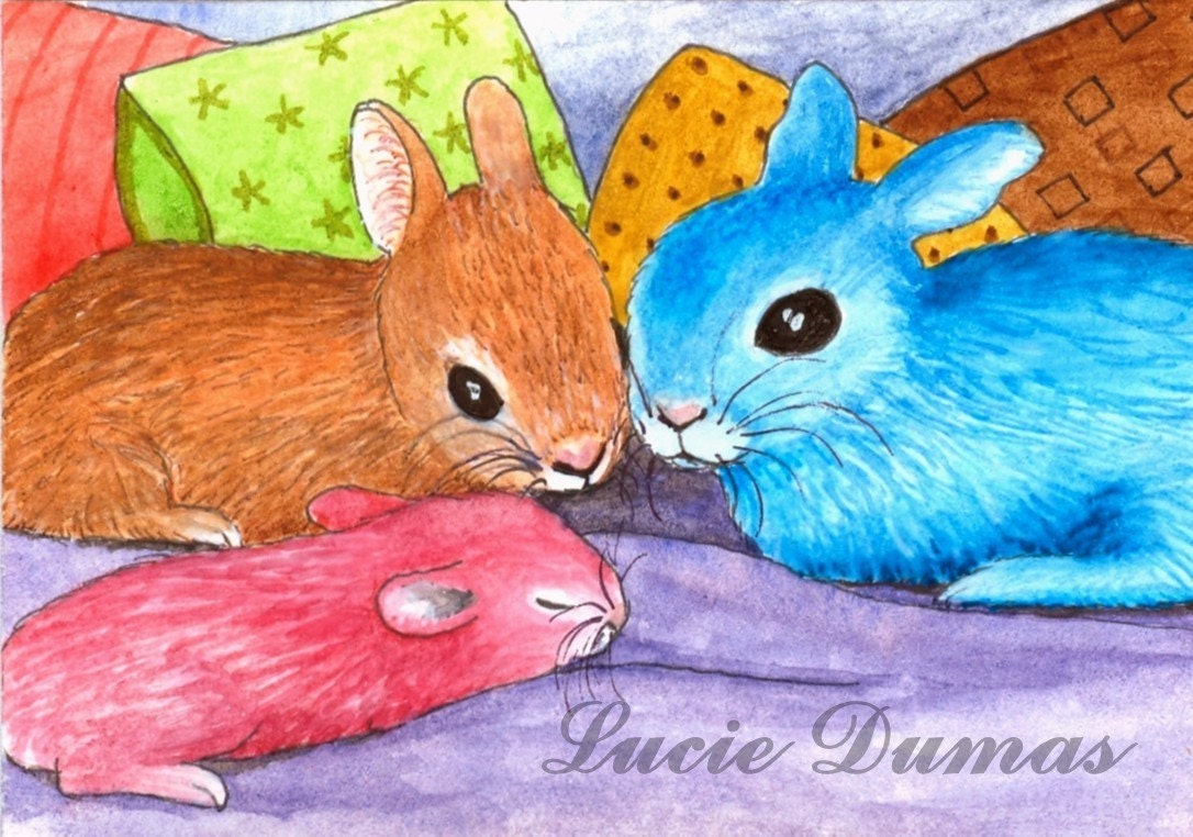 ACEO art print Hare 16 bunny rabbit fantasy by Lucie Dumas