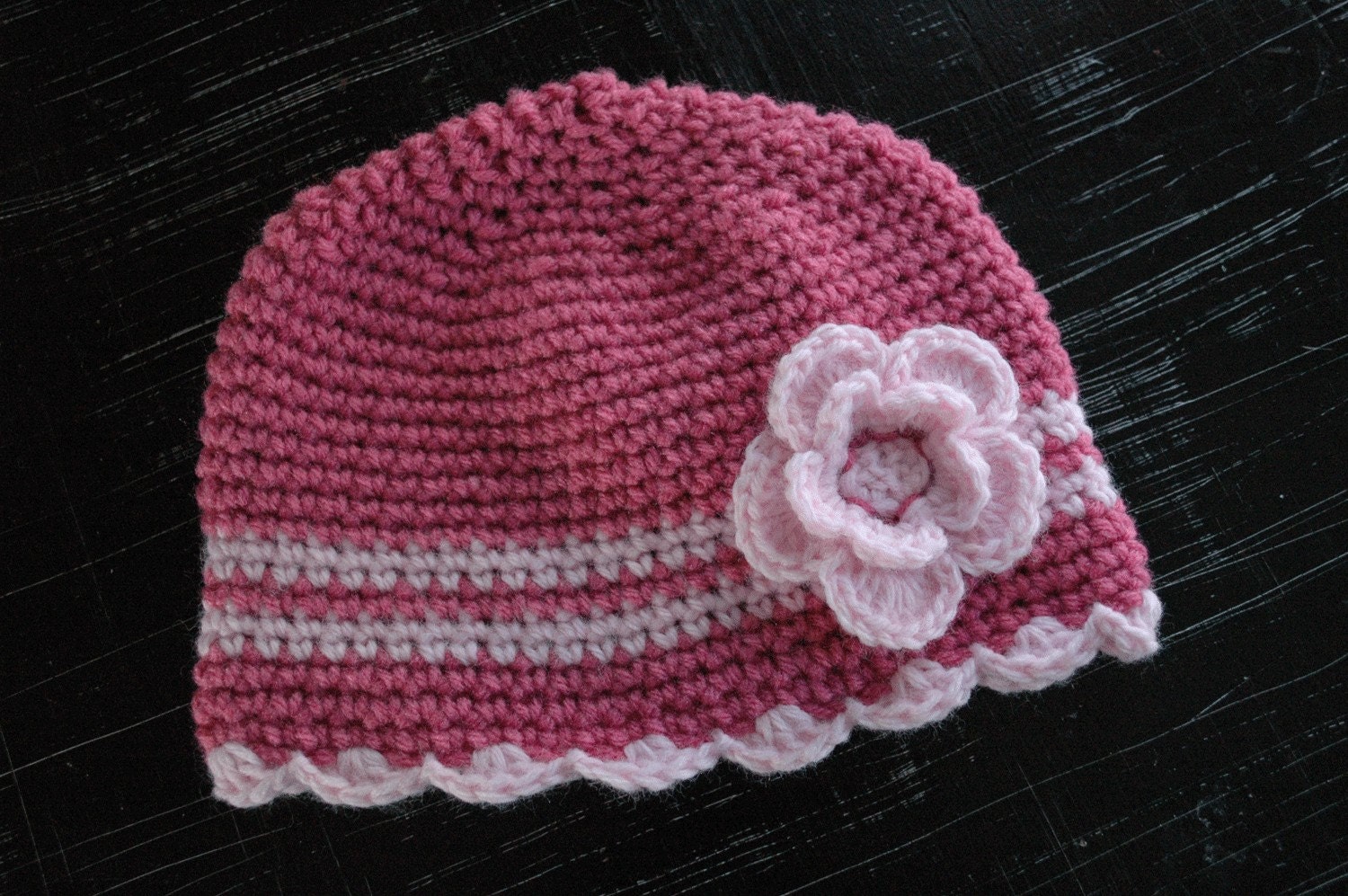 CLASSIC FLAPPER BEANIE-Removable Flower Choices-Custom Order Colors-any size