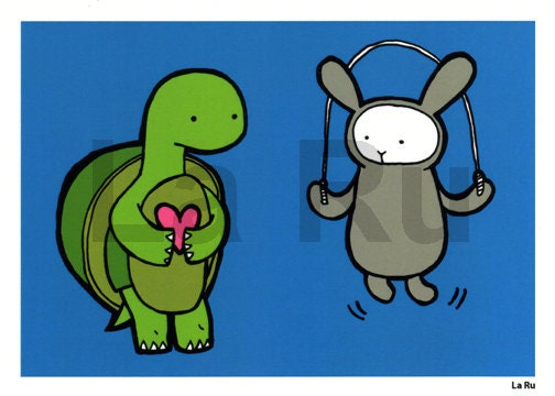 Turtles Love Bunny that Jump Rope  8x10 Print
