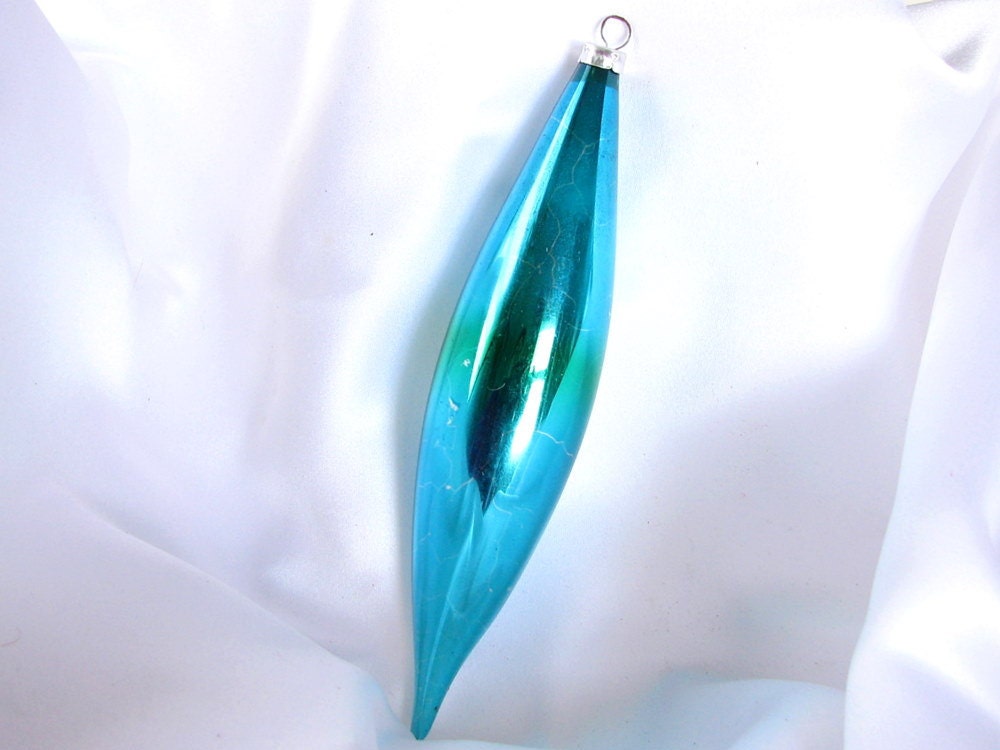 Vintage Turquoise Ombre Torpedo Christmas Ornament