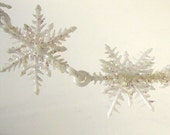 Vintage Falling Snowflakes Christmas Ornaments Soft Plastic  Set of 5