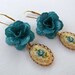 Earrings Blue Rose and Vintage Cameo