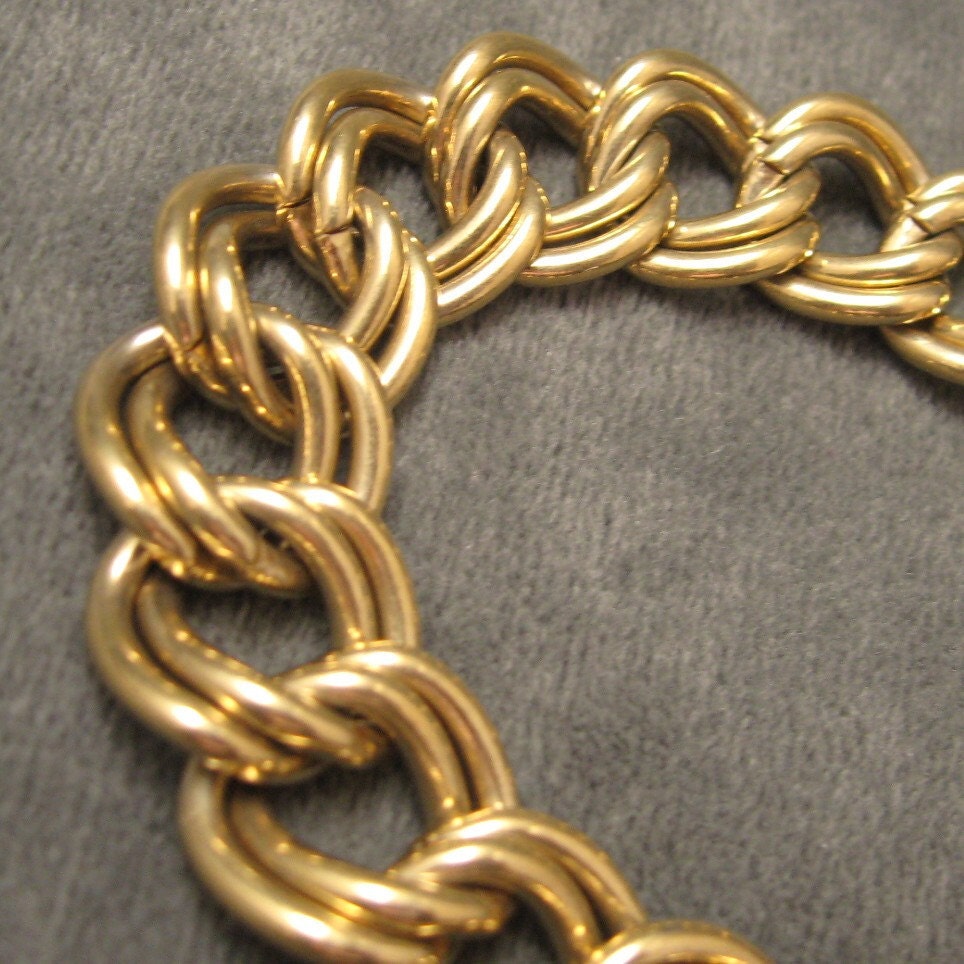 Vintage Charm Bracelet Wide Double Link B3983