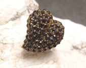 Vintage Rhinestone Heart Ring Huge Hollycraft R4319