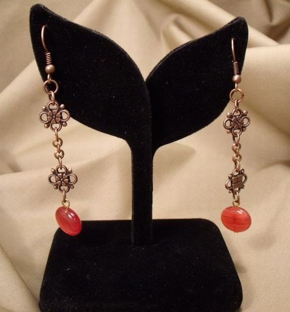 Earrings - Antiqued Copper Charms - Dangles