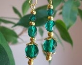 Green Fire Polished Beaded Dangle Earrings