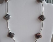 Necklace - Pink Zebra Jasper  - Gently Curved