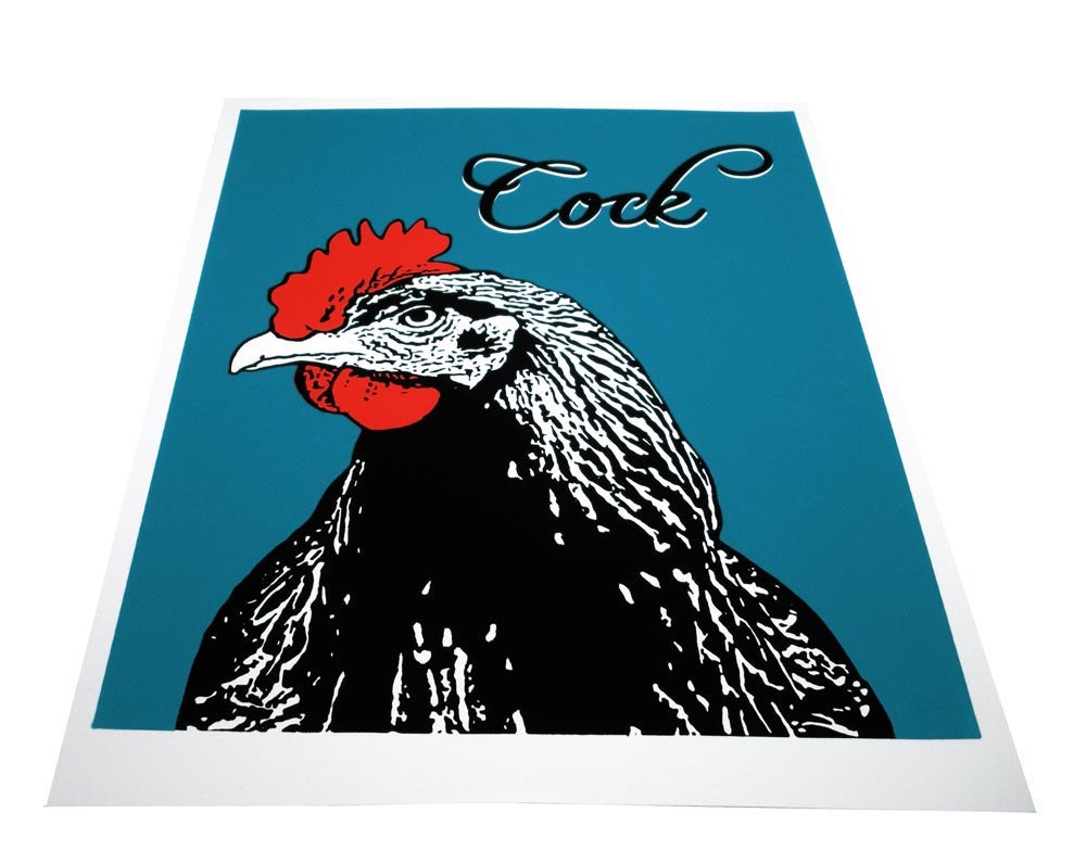 Cock -- Graphic Rooster Screenprint