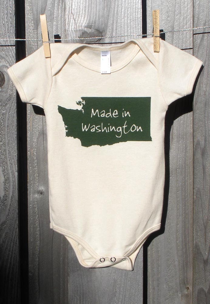 Made in Washington -- Screenprinted American Apparel Organic Onesie