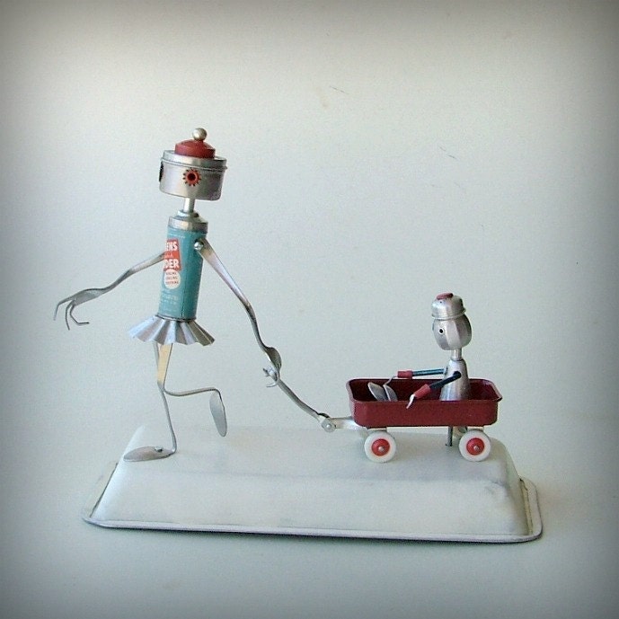 Precious Cargo - Robot fine art assemblage - ooak 99% recycled