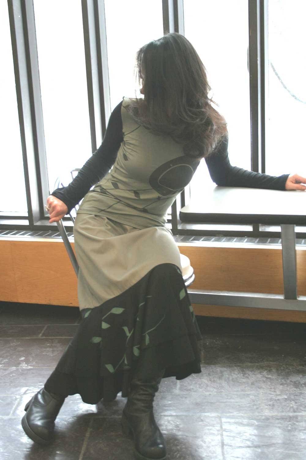 army green flounce skirt