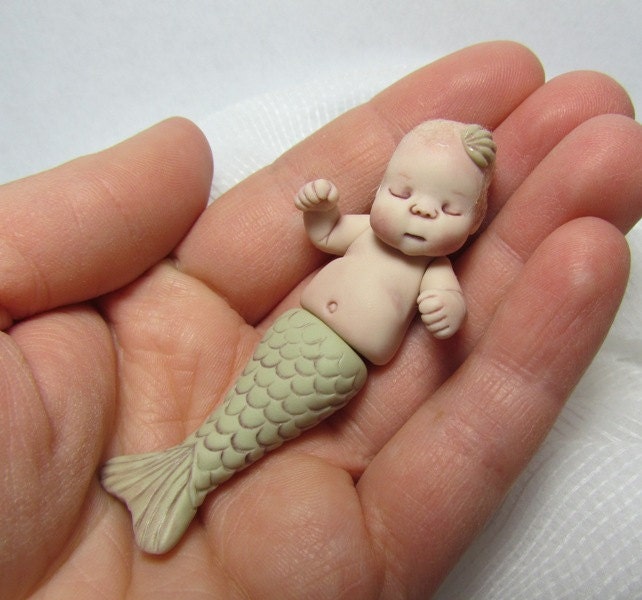 RESERVED - Hand Sculpted Miniature Baby Mermaids - RESERVED