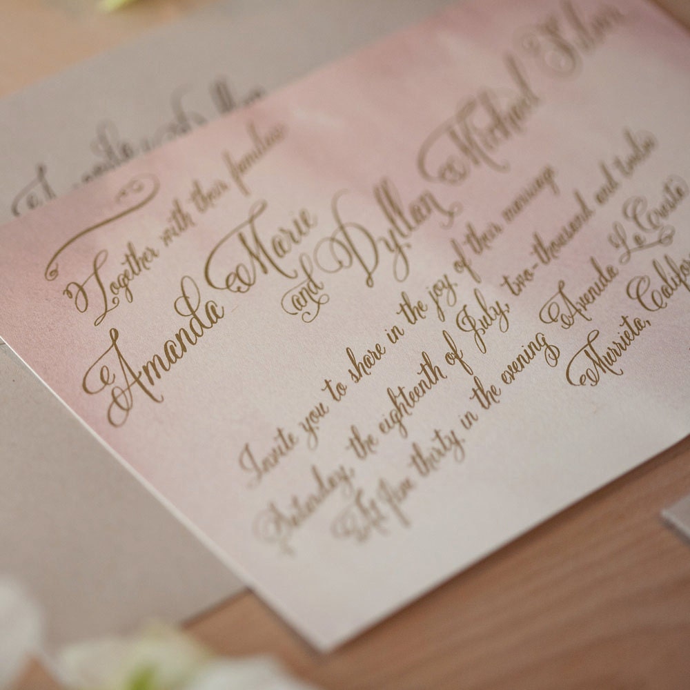 Watercolor Rustic Wedding Invitation, Vintage, Whimsical, Calligraphy invitation with jute twine and monogram tag-