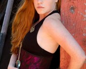 Black and Purple Tafetta Underbust Corset