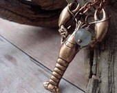 Lobster Pendant Copper Crustacean Nautical Beachcomber Necklace Gift for Ocean Sea Lover