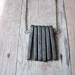 Modern Industrial Unisex Gray Spikes Necklace - Concrete Slate Grey Ceramic Pendant Gift Box