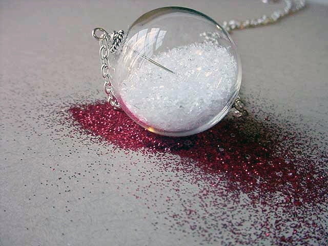 Snow Globe Pendant Hollow Clear Glass Orb With Glitter Snow Winter Keepsake Gift for Her Under 50