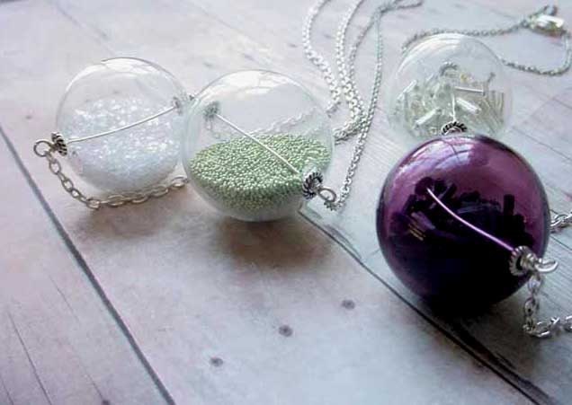 Snow Globe Pendant Hollow Clear Glass Orb With Glitter Snow Winter Keepsake Gift for Her Under 50