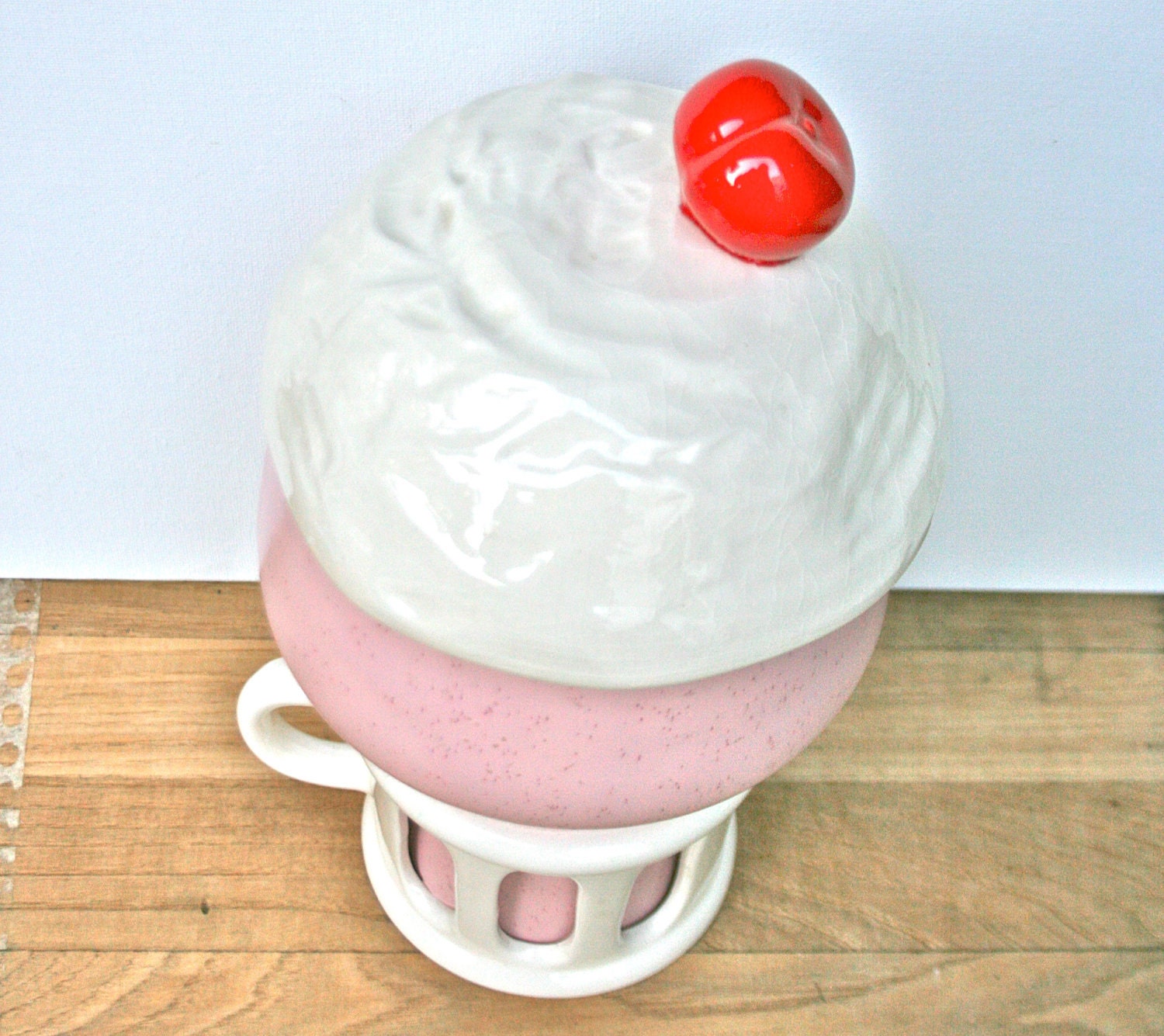 With a Cherry on Top - Vintage Pink Ice Cream Sundae Cookie Jar
