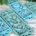 Vintage Floral Wall Sculptures  Aqua Blue & Jade Green Carved 1975 Homco Wall Art