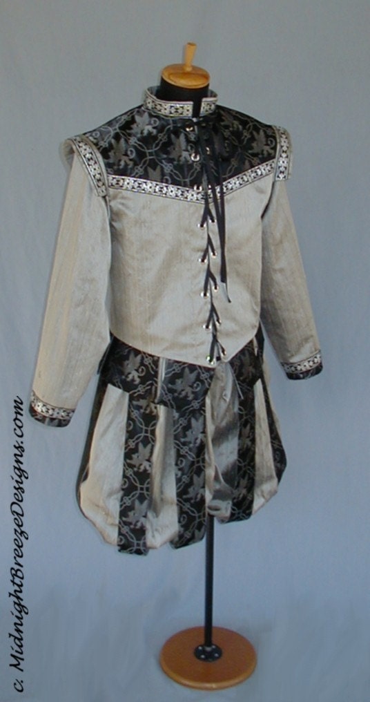 MADE TO ORDER Men's Silk Renaissance Court Costume - Doublet, Slops