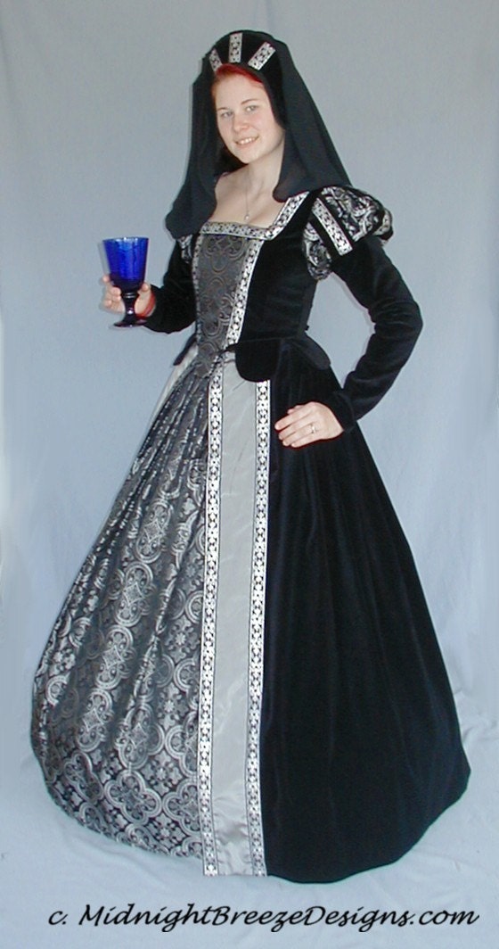 MADE TO ORDER Ladies Renaissance Costume Dress Court Gown, Choice of Colors