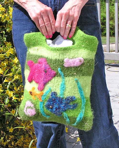 SALE FISH FANTASY - Fab-U-Lus felted wool handbag