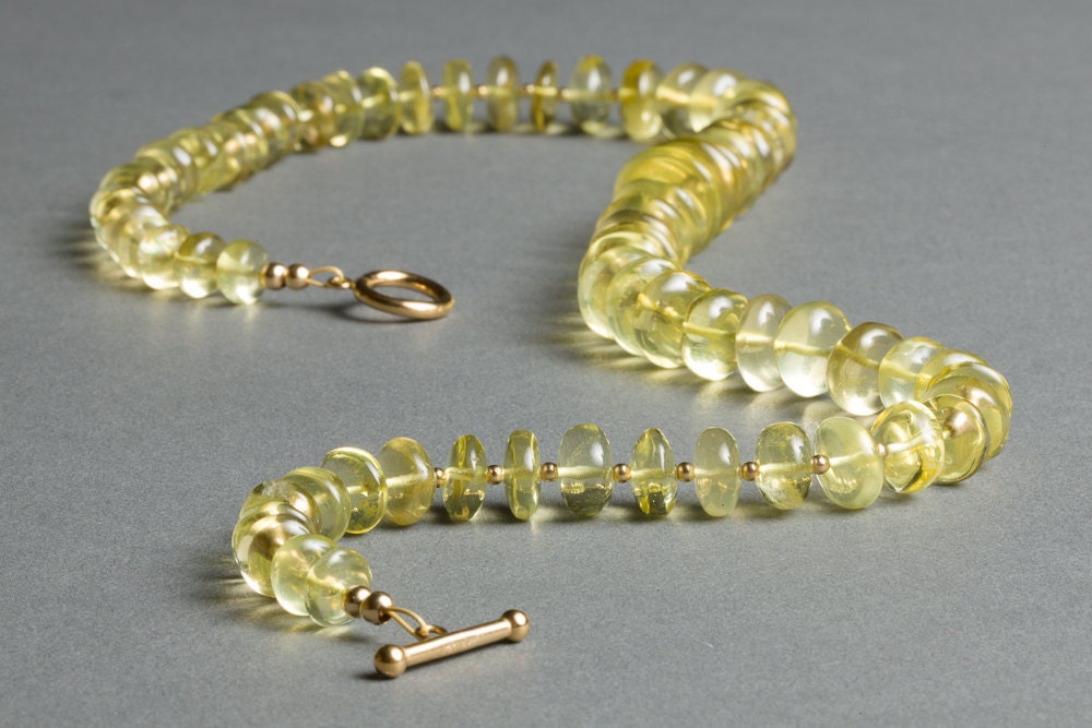 Yellow Lemon Quartz Necklace with Gold - She Wore Lemon