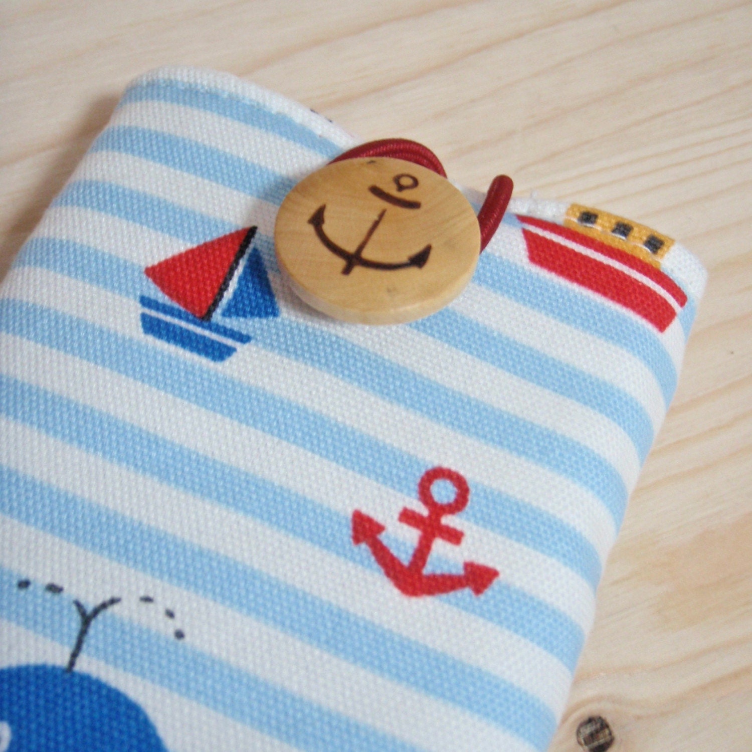 Cute nautical anchor iphone pouch iPhone sleeve - with button closure