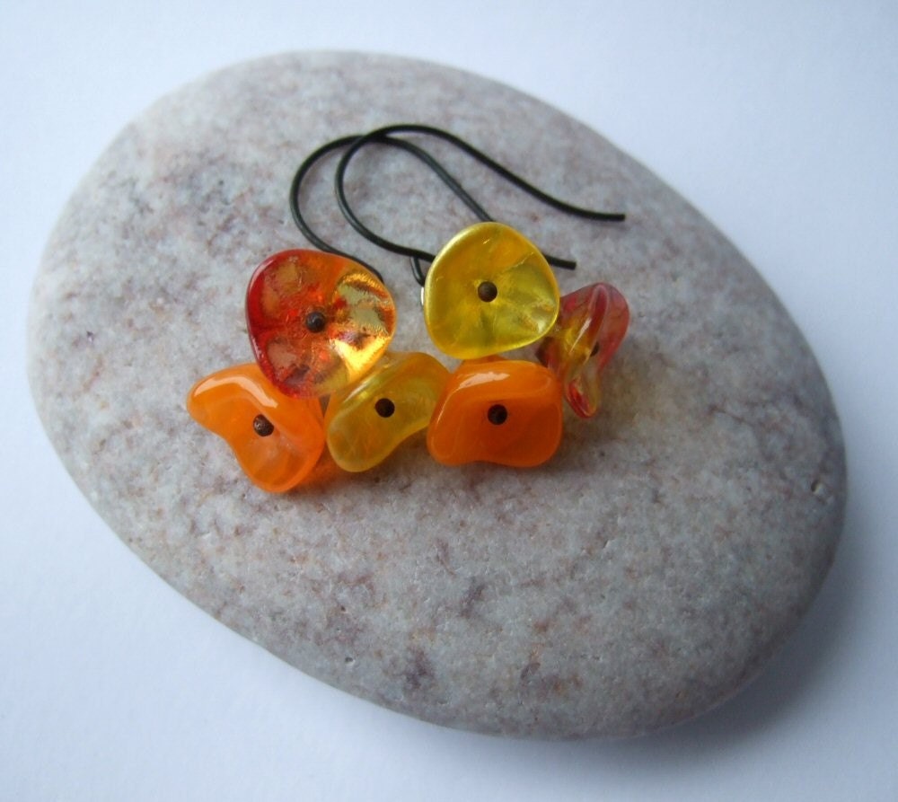 Sunshine on a Rainy Day - Glass and Brass Earrings