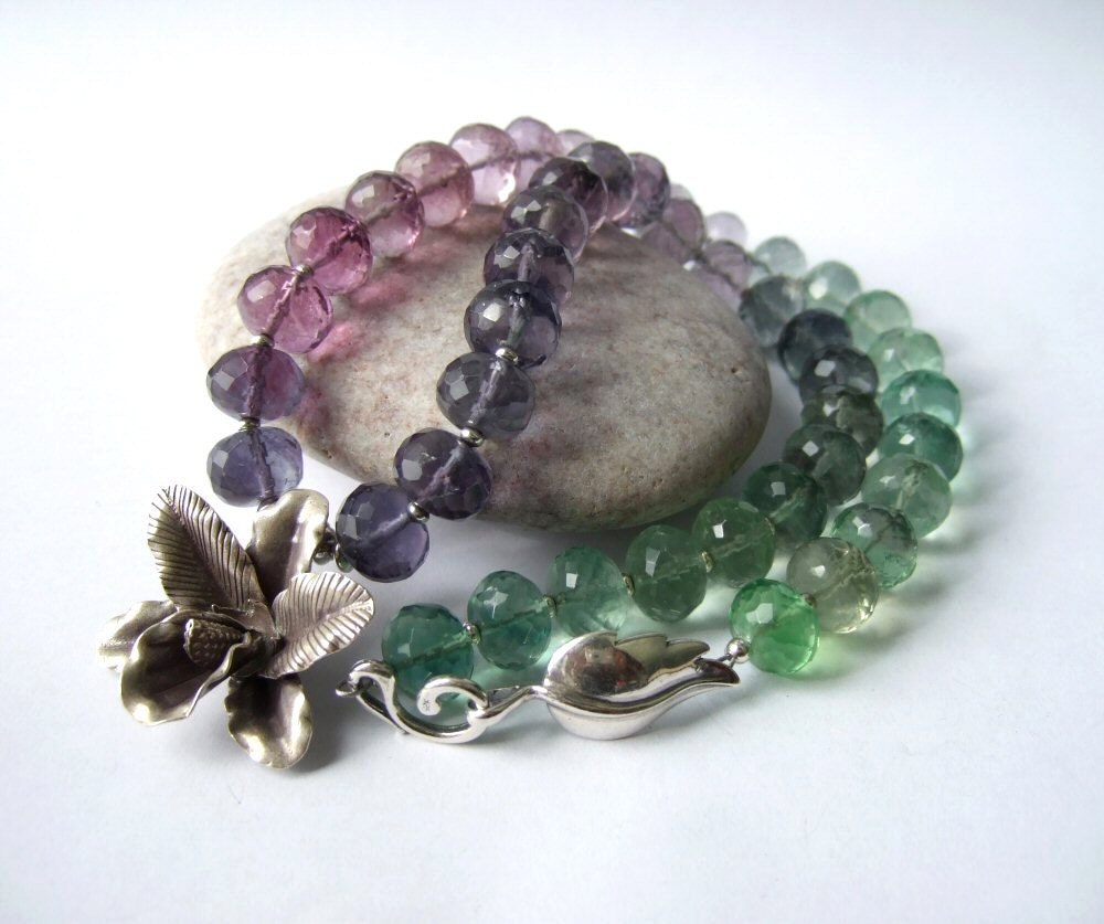 Rainbow Orchid - Fluorite and Thai Silver Necklace