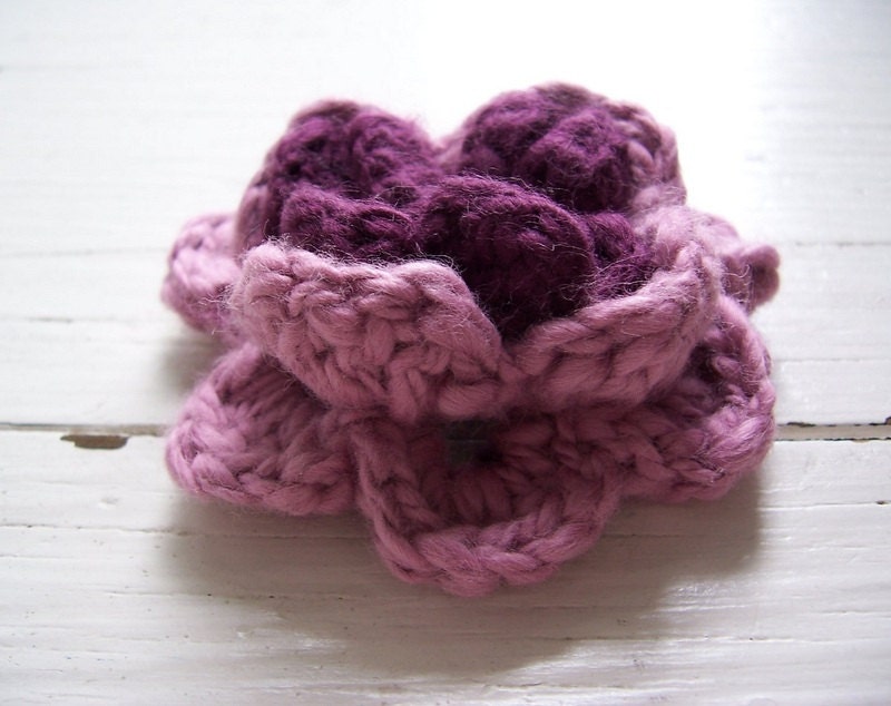 Bohemian Blossoms...Organic Cotton Crochet Flower Barrette